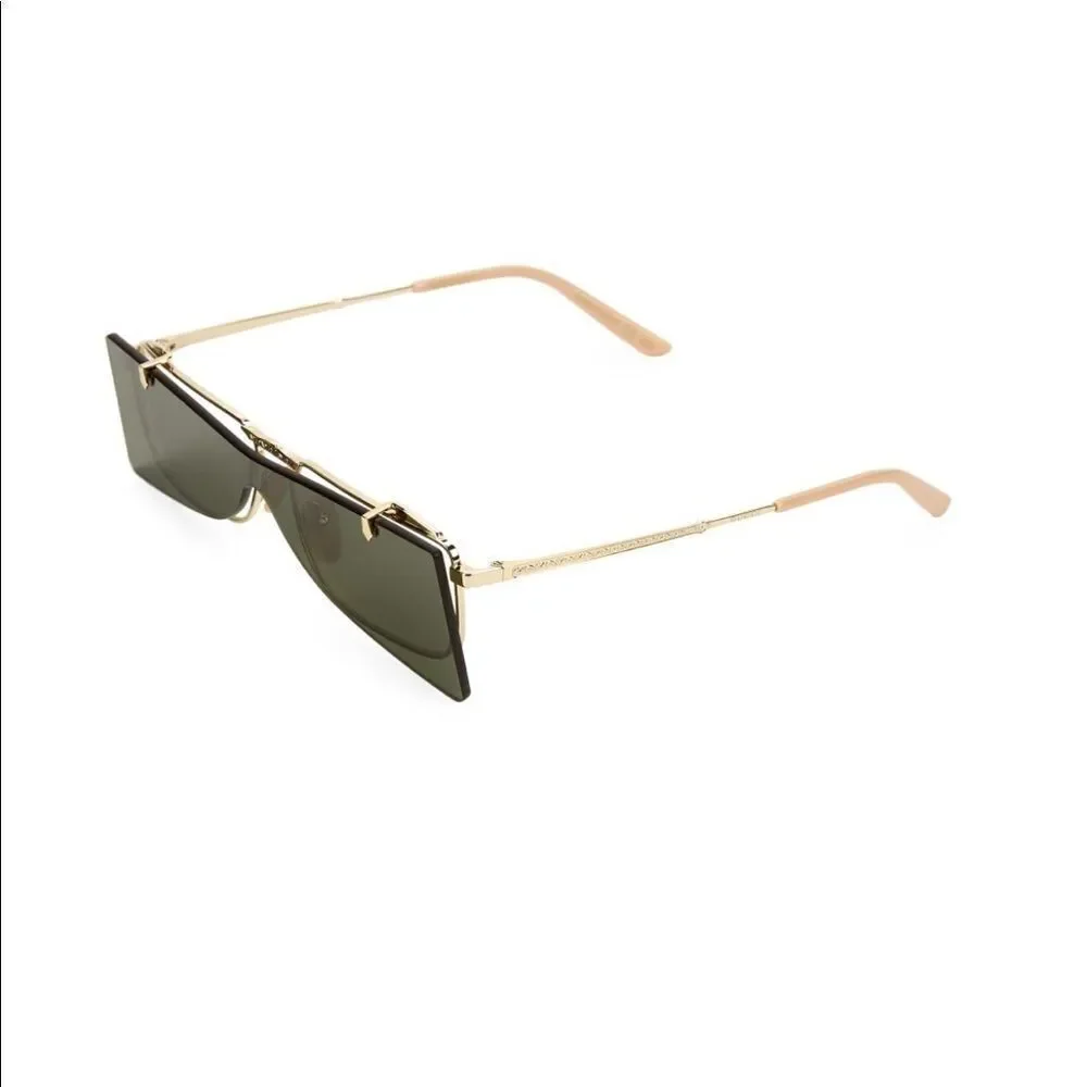 Gucci 56mm Flip-up Rectangle Unisex Sunglasses Dark Grey / Gold Limited-Edition
